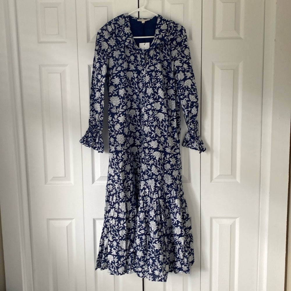 Floral Blue and White Maxi Dress